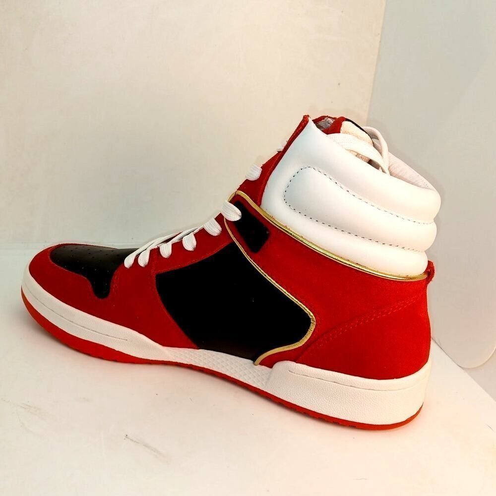 Cali Designer Freshy Mens New w/box Bounce Red & Black High Top Sneakers - Sz 10 - Picture 3 of 7